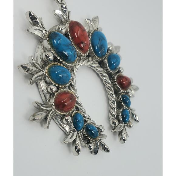 Vintage Art Arthur Pepper Red & Blue Faux-Turquoise Naja-Style Necklace - Picture 8 of 8
